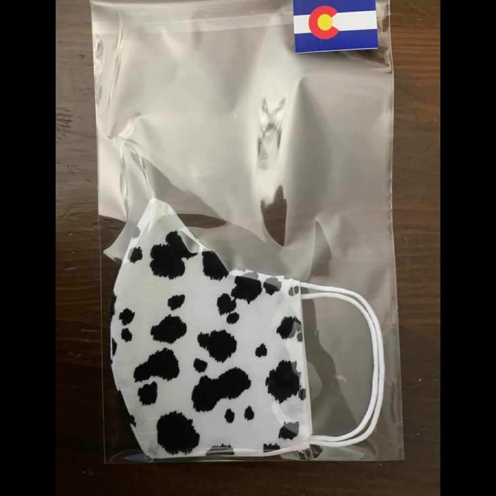 NWT Colorado made Cow Animal Print mask